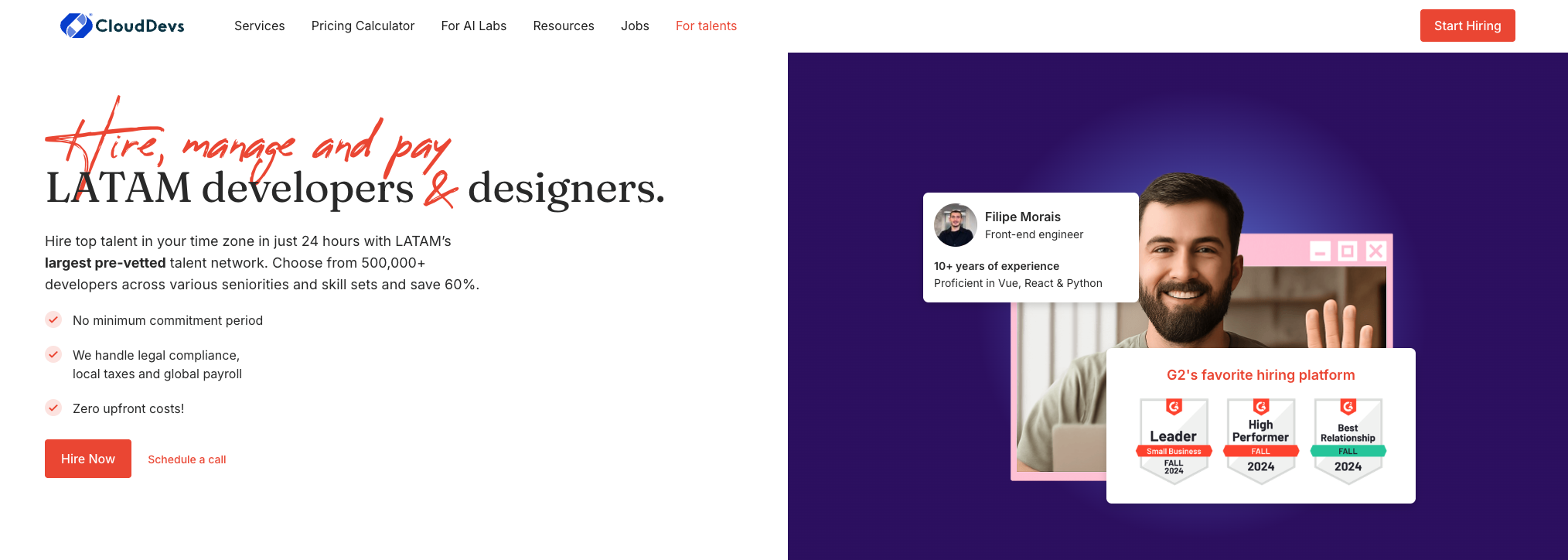 CloudDevs' home page.