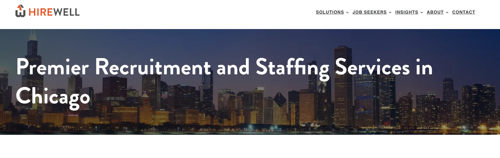 Hirewell's home page.