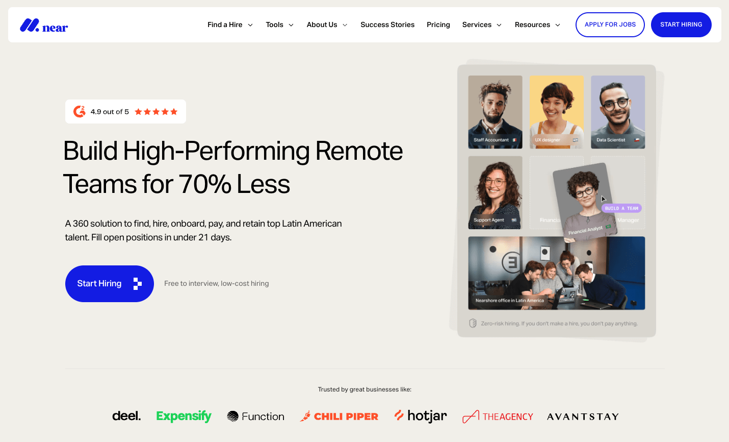 Hire With Near's home page.