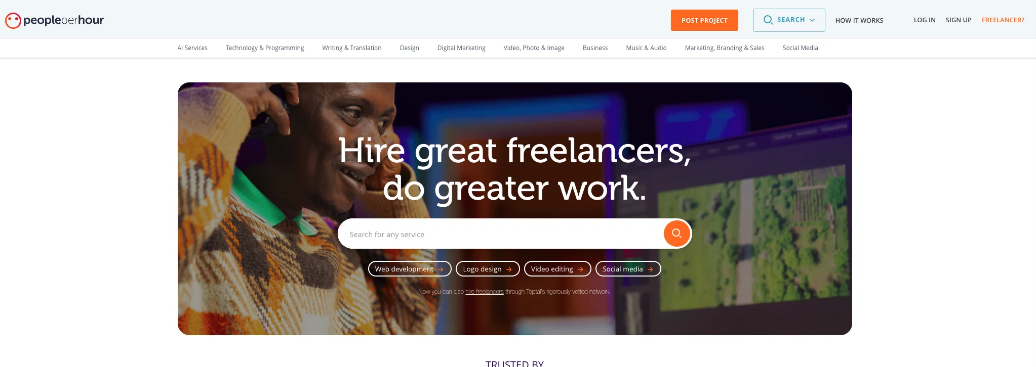 PeoplePerHour's home page.