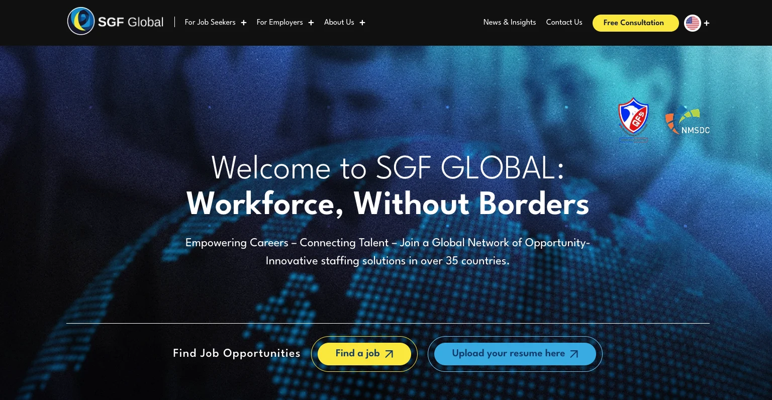 SGF Global's home page.