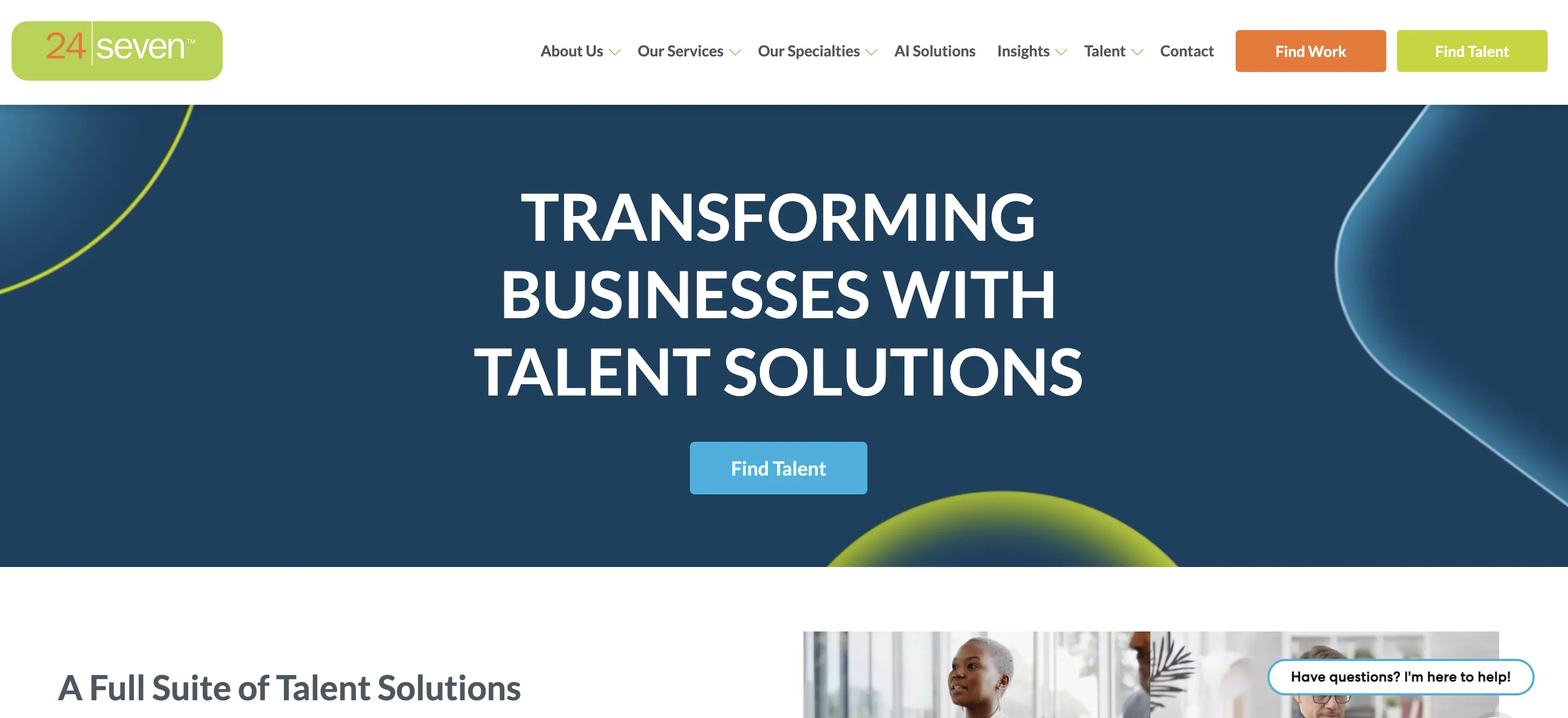 24 Seven Talent's home page.
