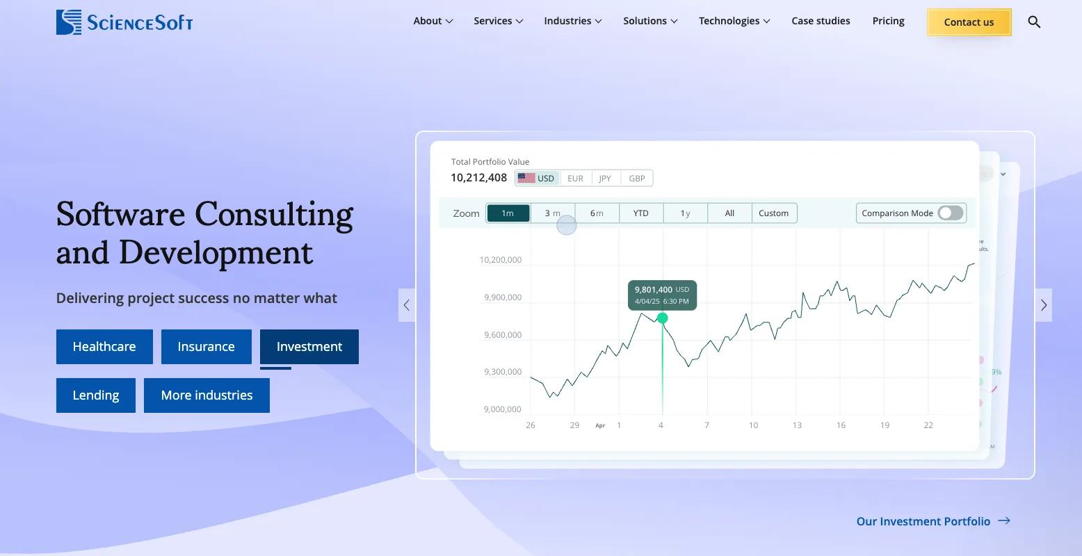 ScienceSoft's home page.