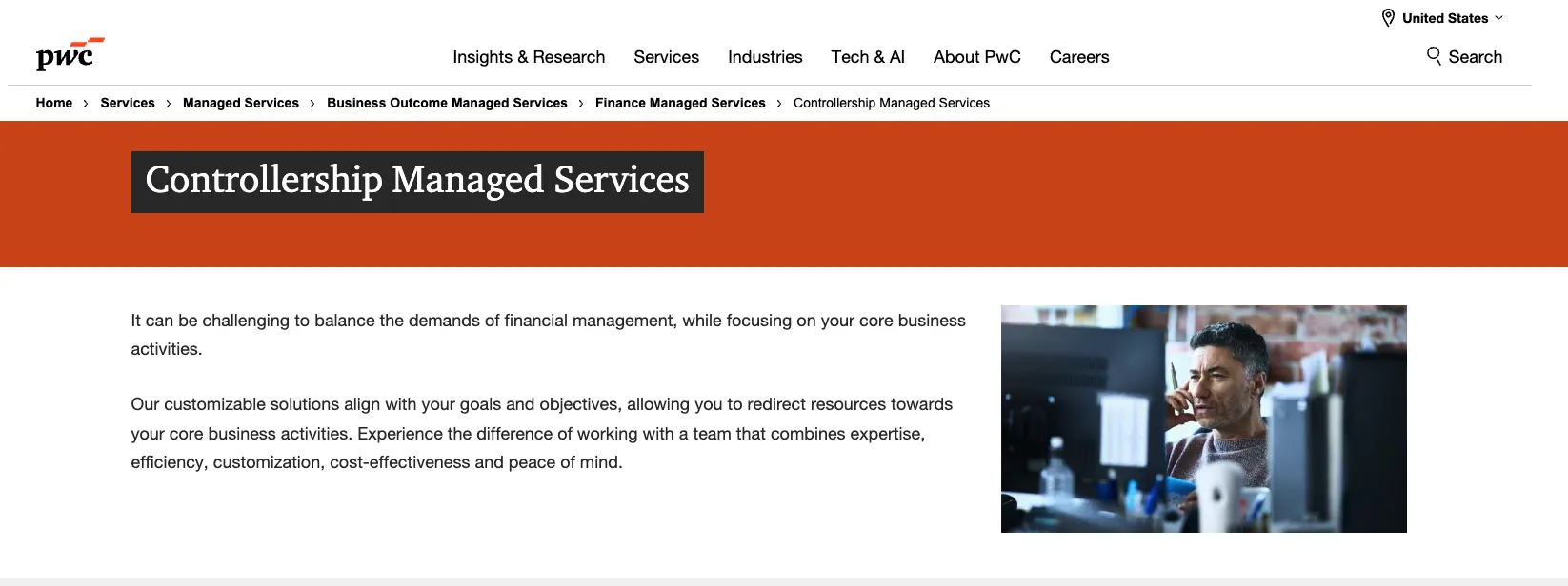 PwC accounts receivable outsourcing services page