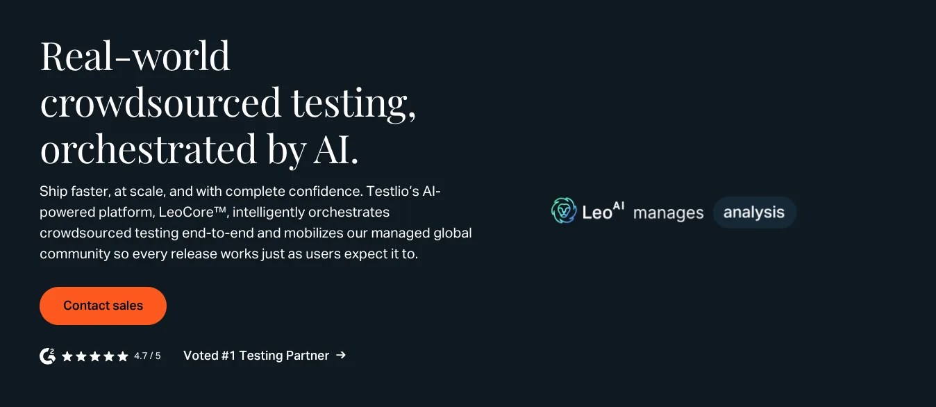 Testlio's home page.