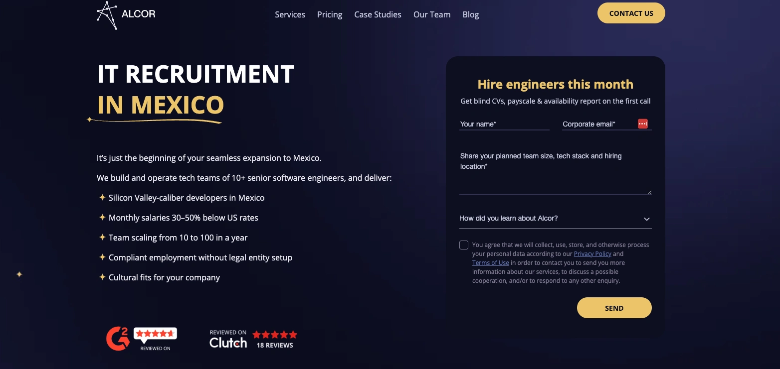 Alcor's IT recruiting in Mexicos page.