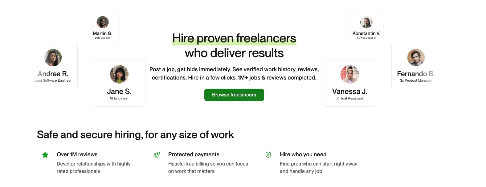 Upwork's home page.