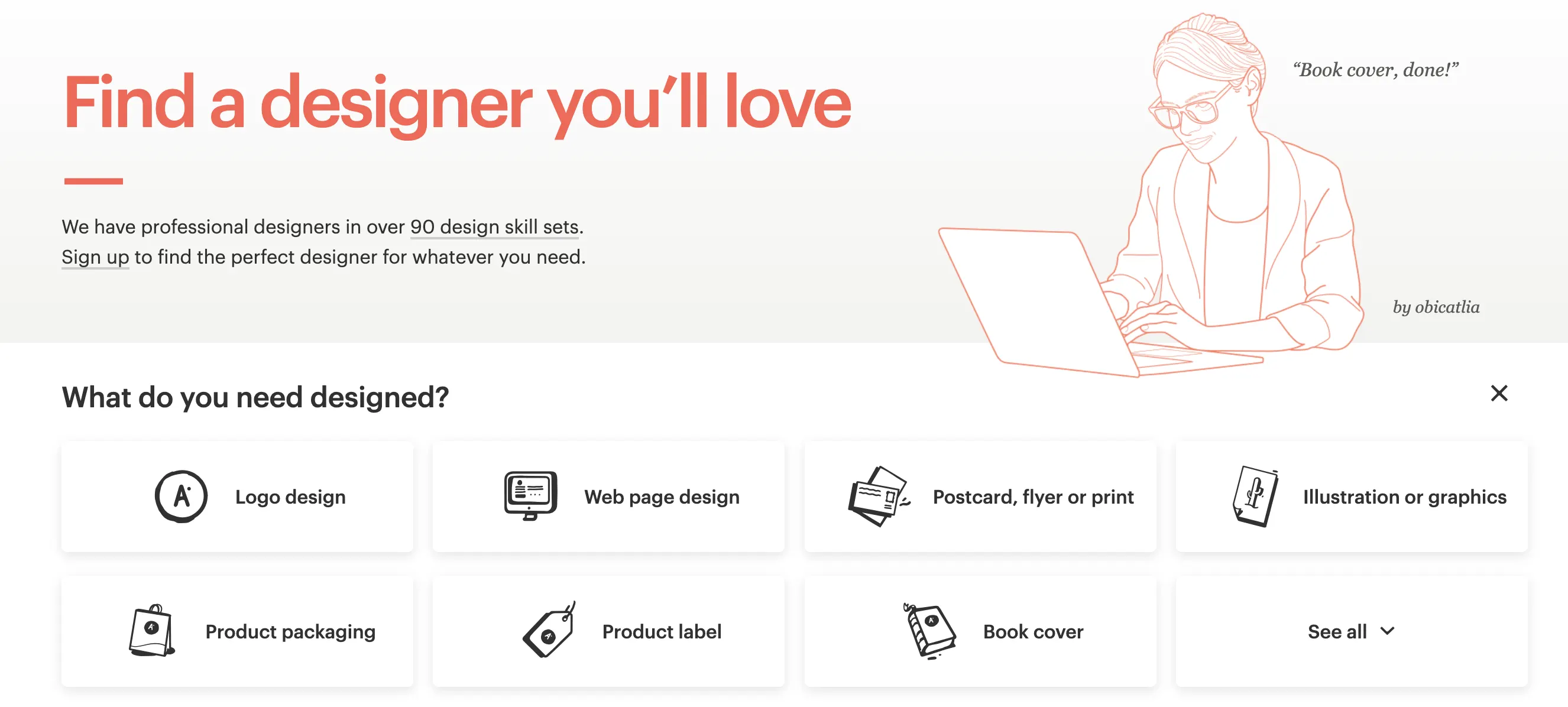 99Designs' designer's page.