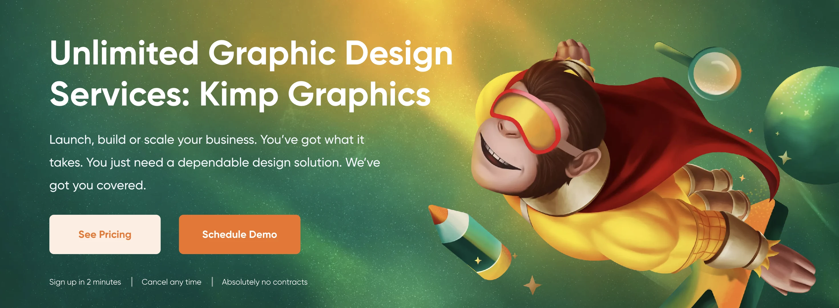 Kimp's graphic design service page.