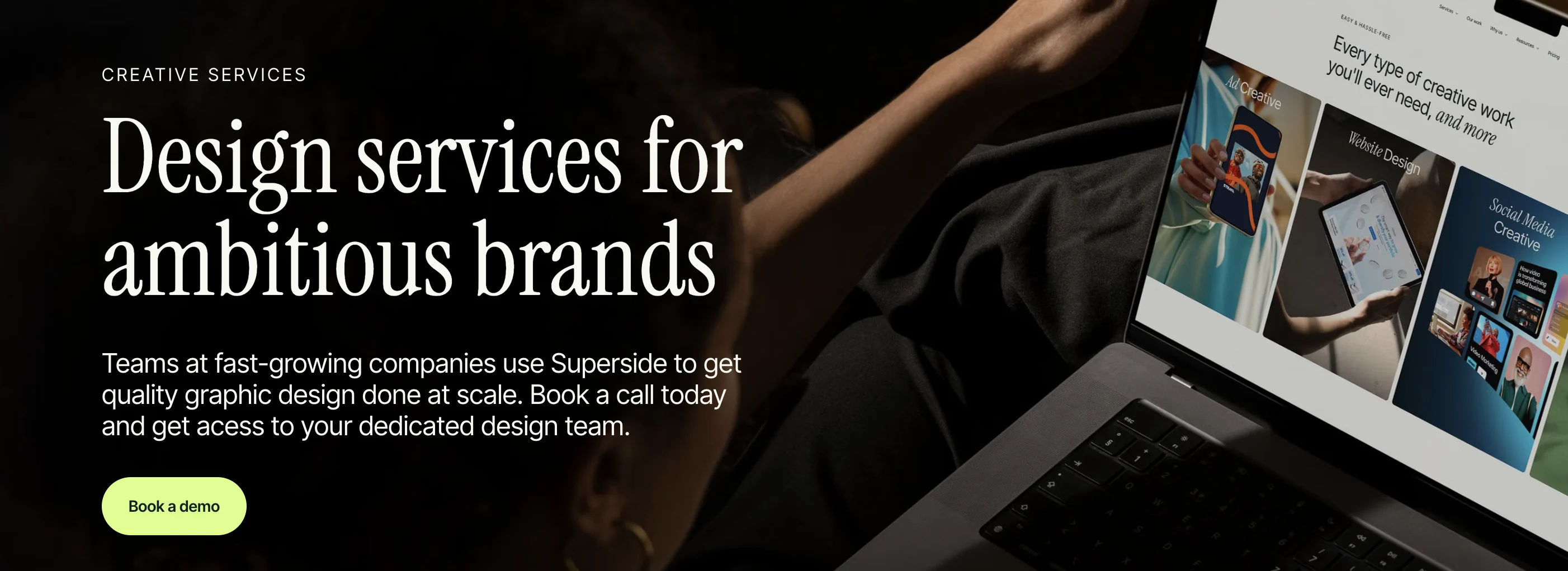 Superside's design services page.