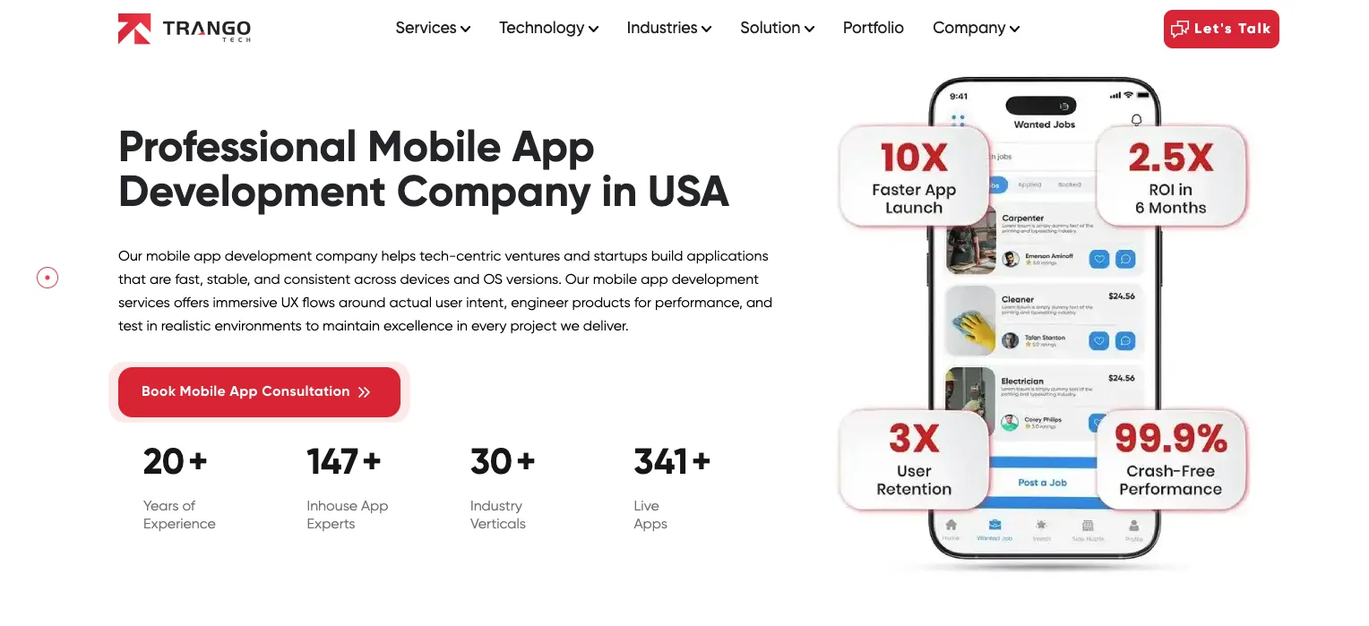 Trango Tech's home page.
