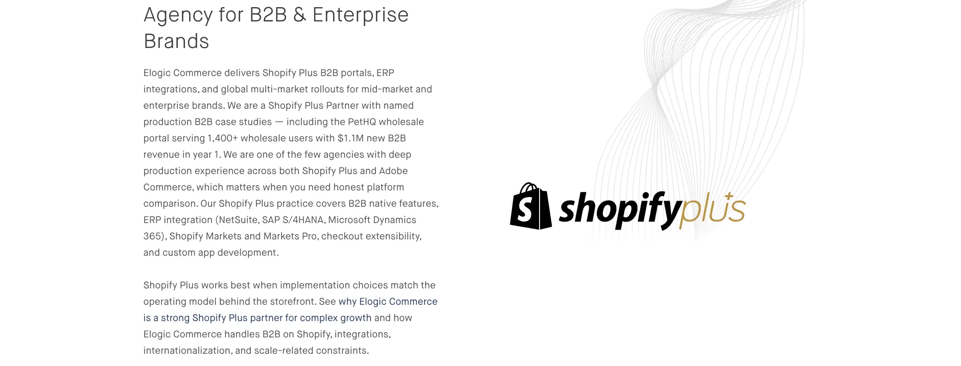 Elogic Commerce's home page.