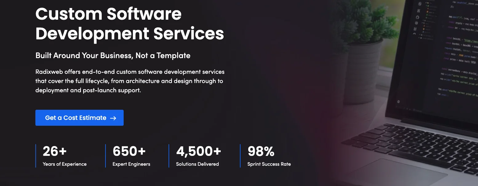 Radixweb's home page.