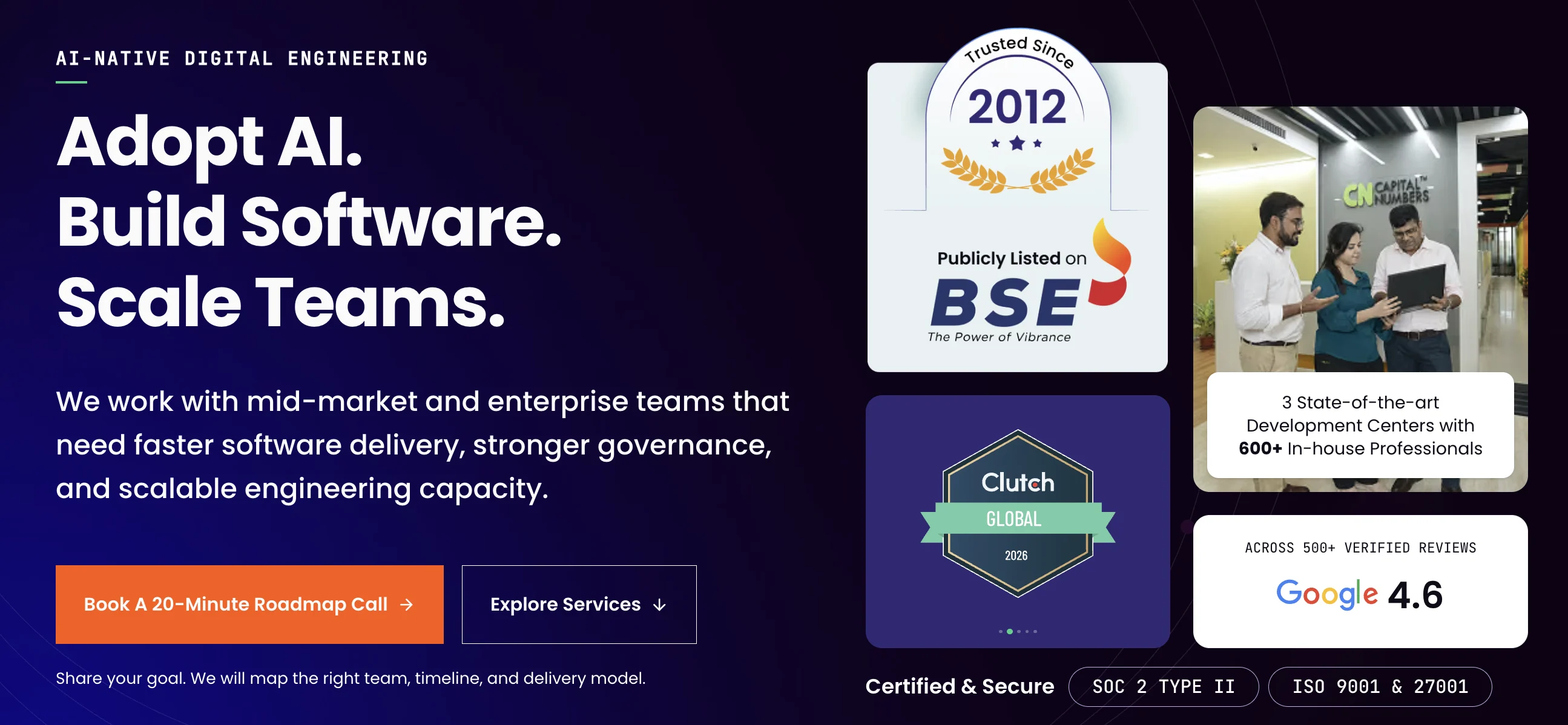 Capital Numbers' home page.