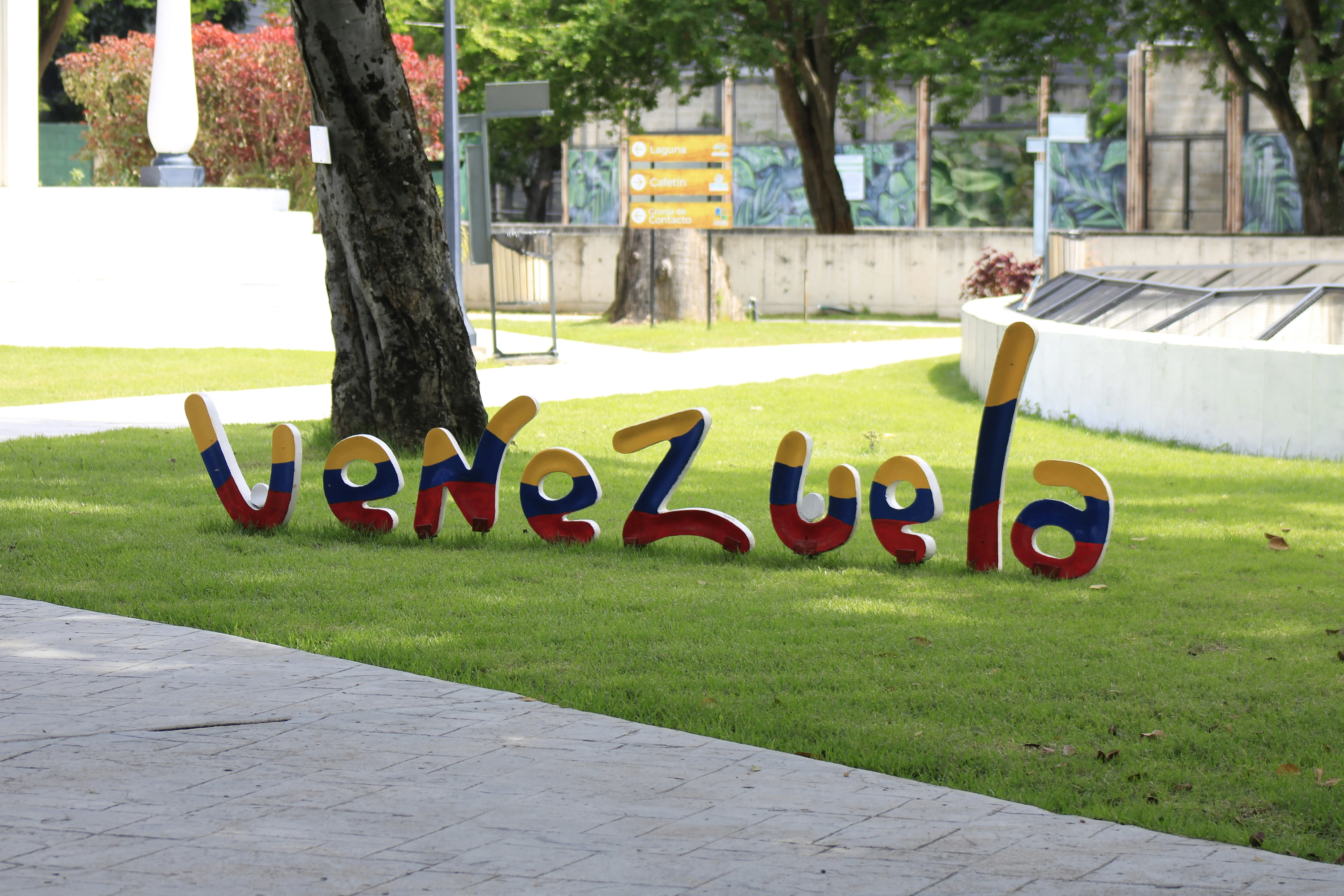 Venezuela's sign on grass.
