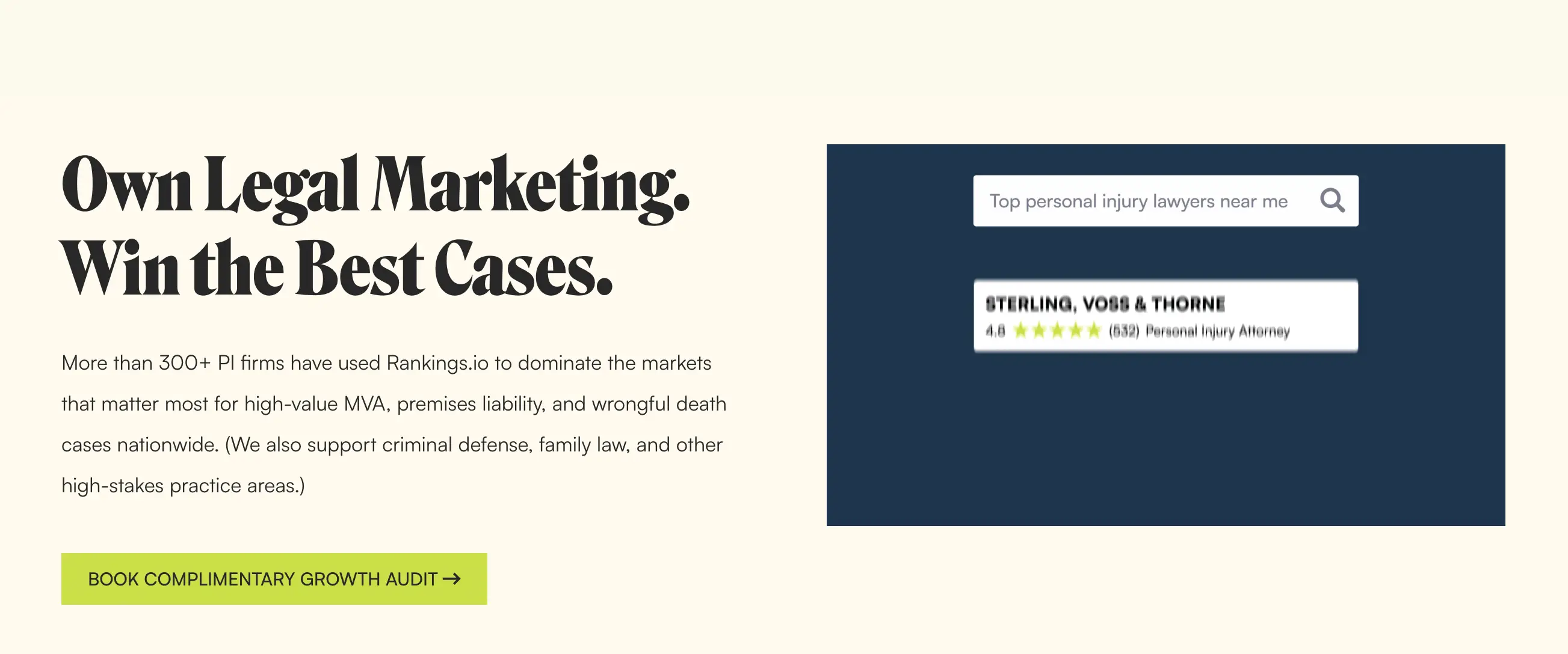 Rankings.io's home page.