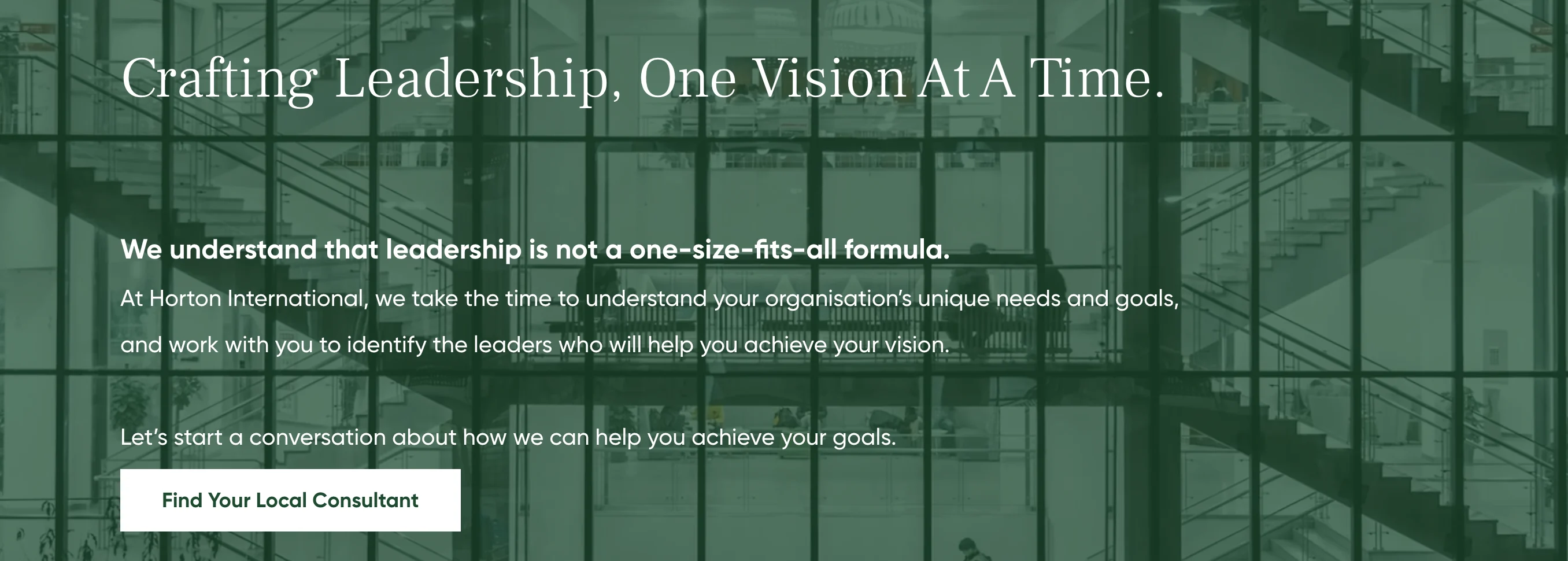 Horton International's home page.