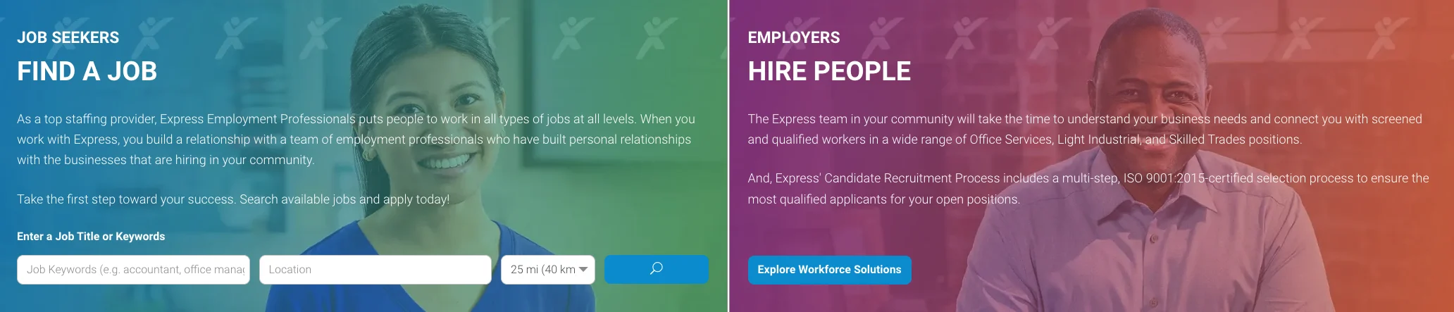 Express Employment Professionals' home page.