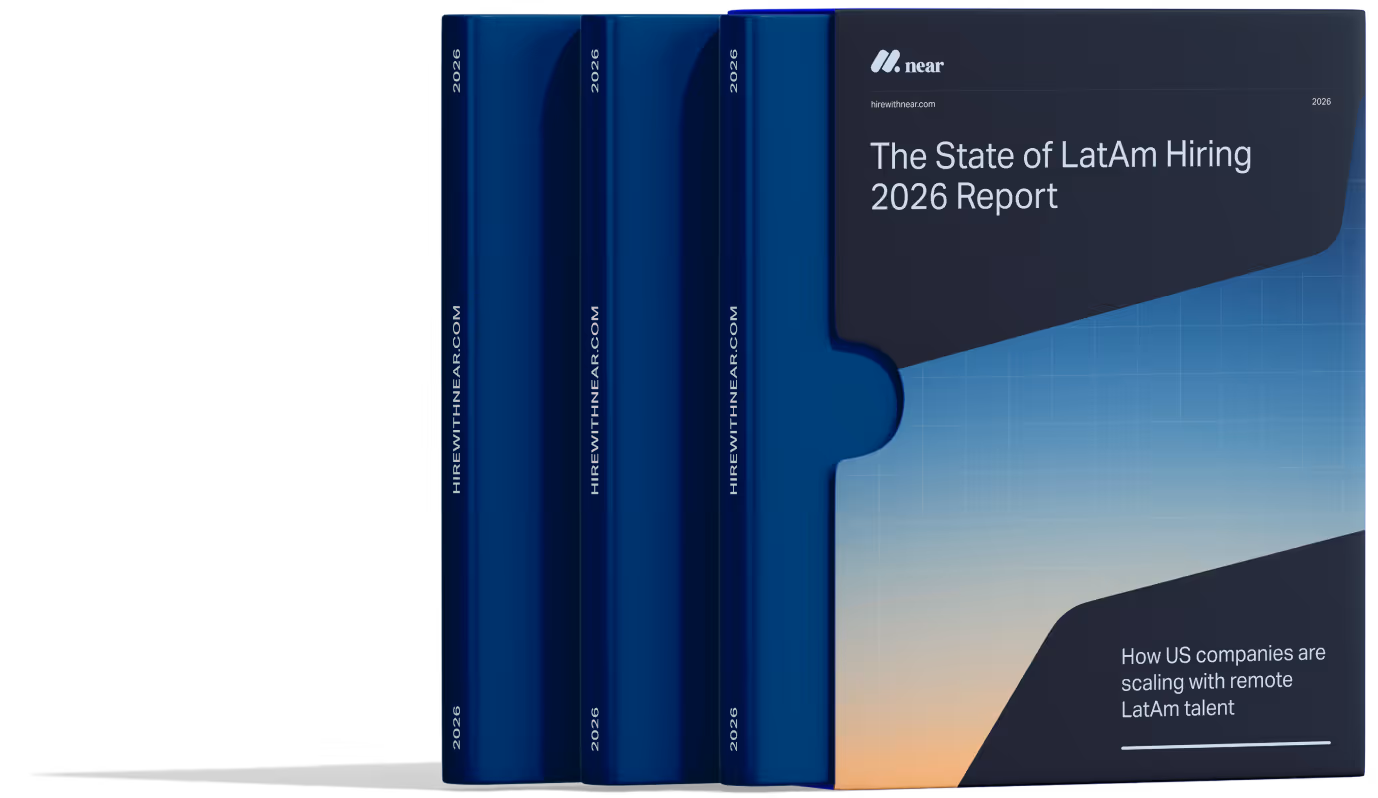 Book cover titled 'The State of LatAm Hiring 2026 Report' about how US companies are scaling with remote Latin American talent.
