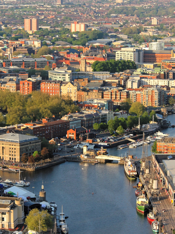 The river Avon and surrounding buildings in the city of Bristol.