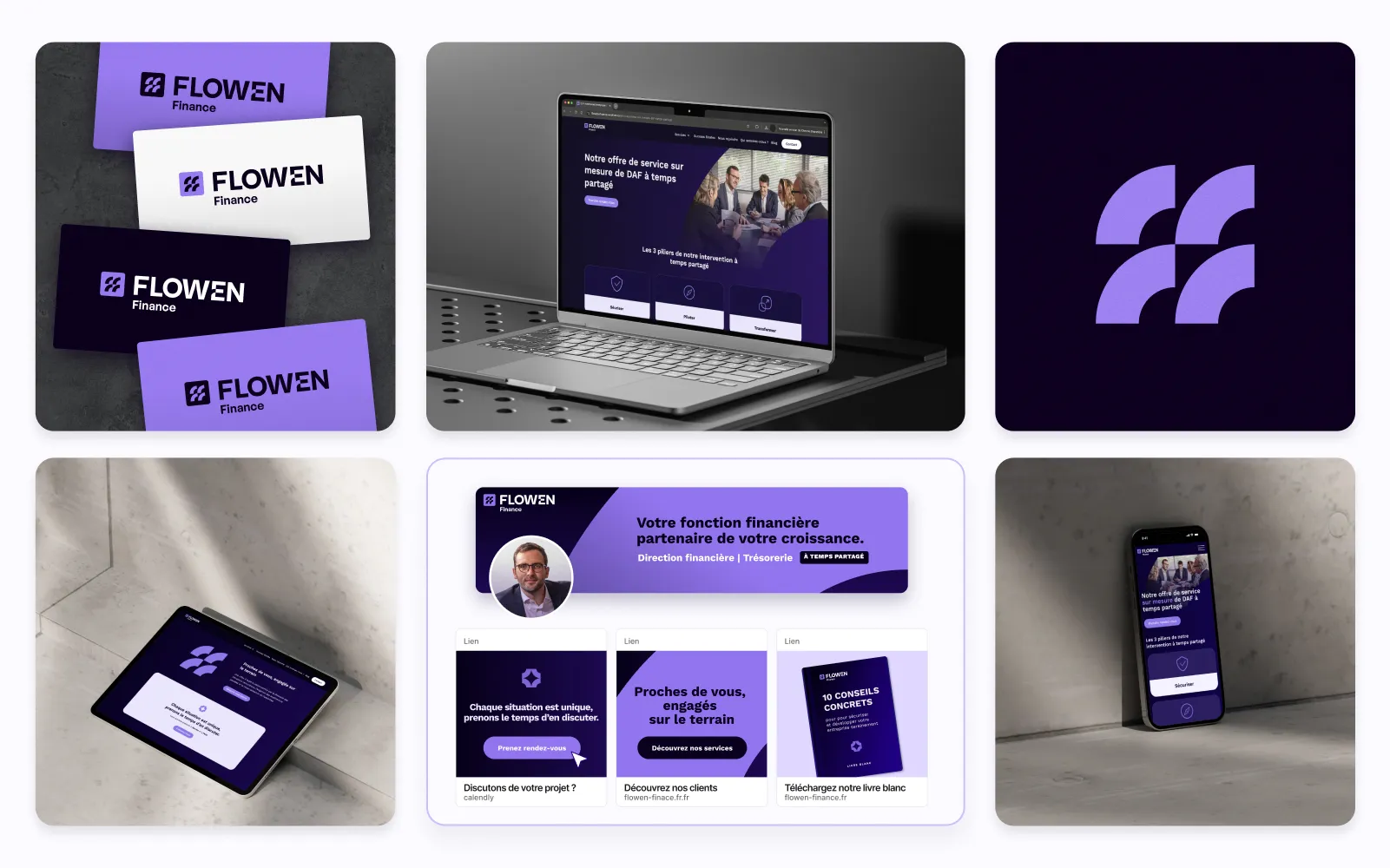 Branding, webdesing, développemnt Webflow pour le cabinet d'expertise comptable direction financière et administrative Flowen Finance
