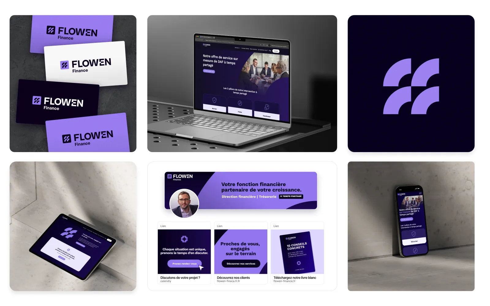 Branding, webdesing, développemnt Webflow pour le cabinet d'expertise comptable direction financière et administrative Flowen Finance