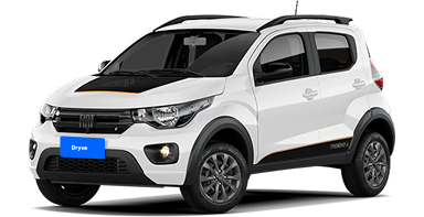 White compact hatchback car with black trim and dark wheels viewed at front angle.