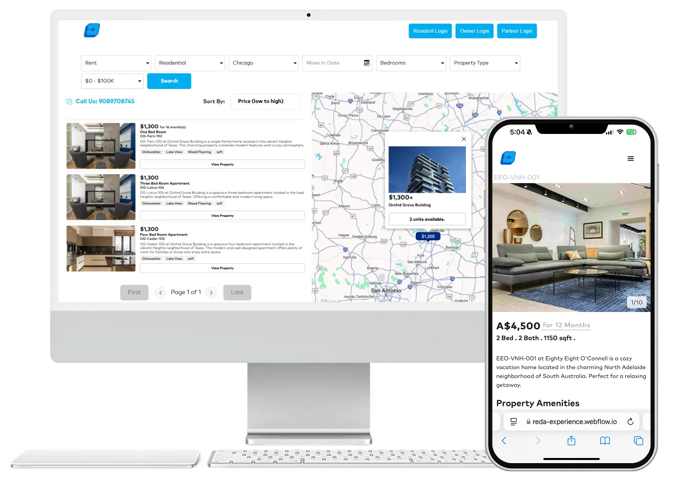 REDA One of property listing site to manage and showcase properties.