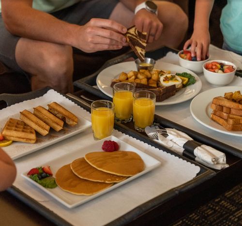 Pancake breakfast room service.