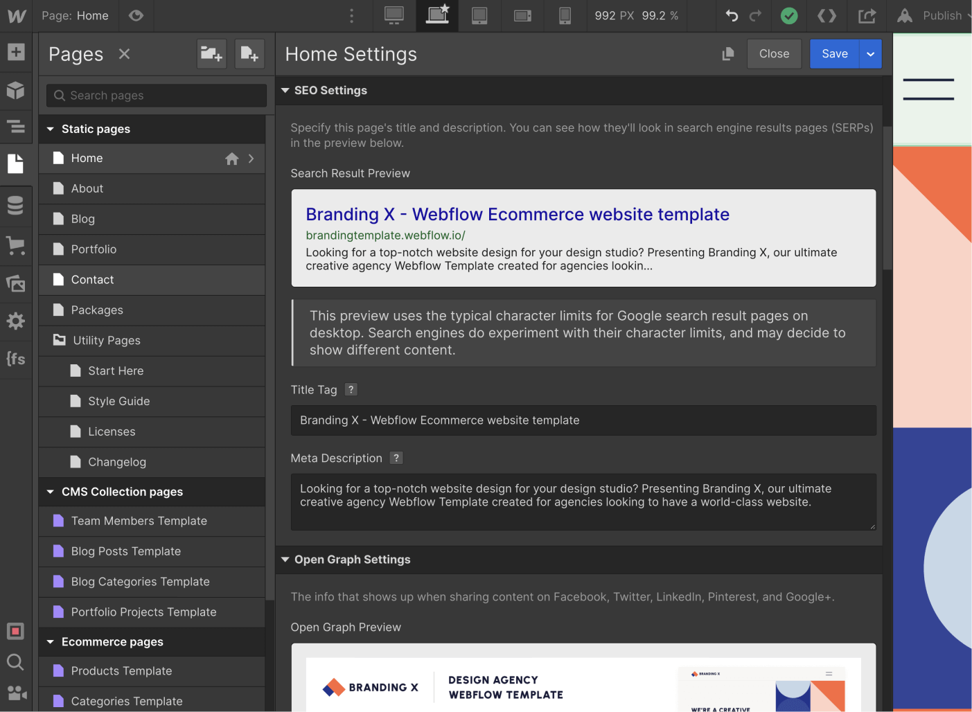 SEO - Branding X Webflow Template