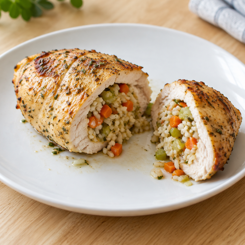 Baked Chicken with Rice Stuffing Lower Protein