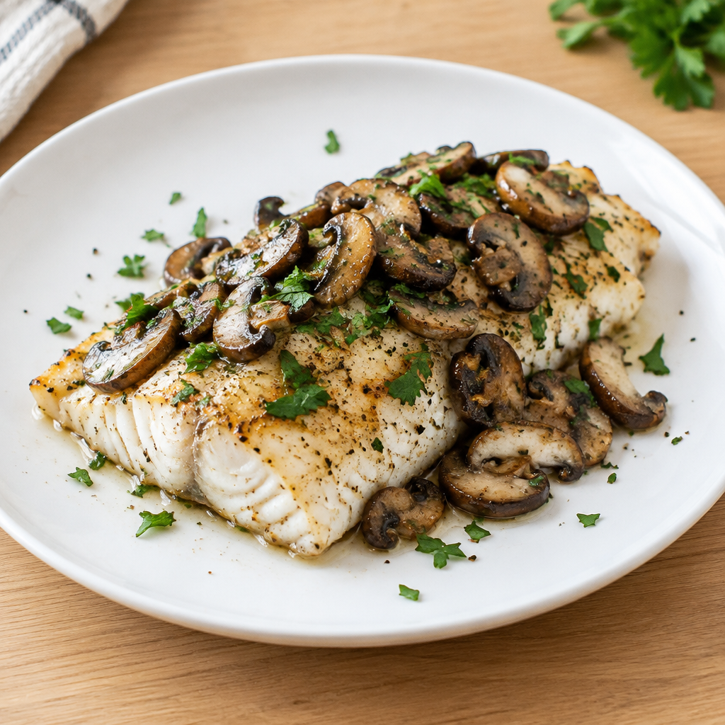 Baked Fish à la Mushrooms