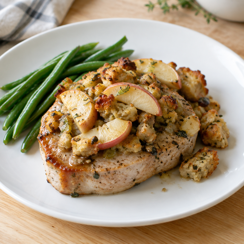 Apple Pork Chops and Stuffing