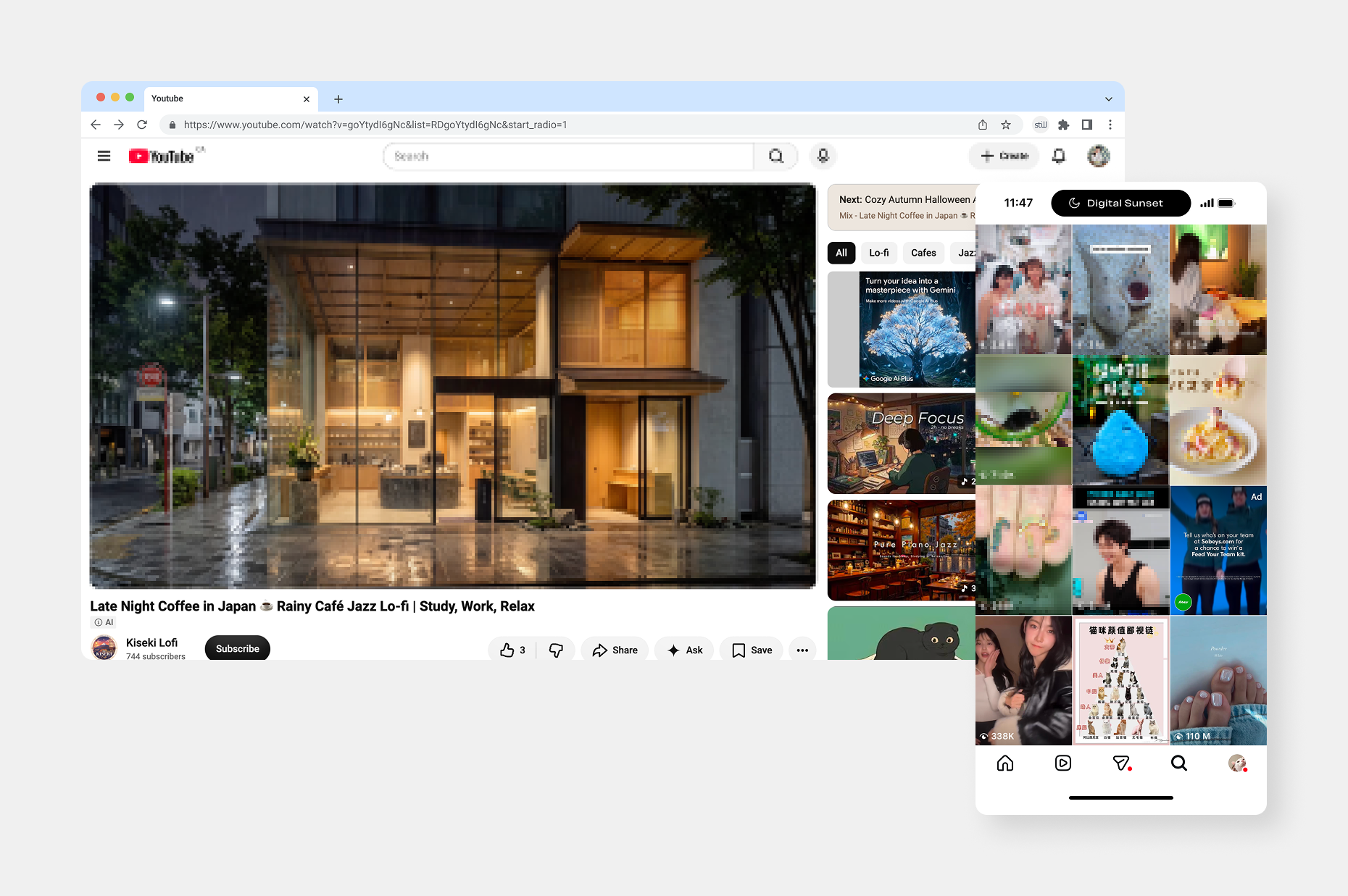 Digital Sunset reducing visual stimulation across desktop and mobile