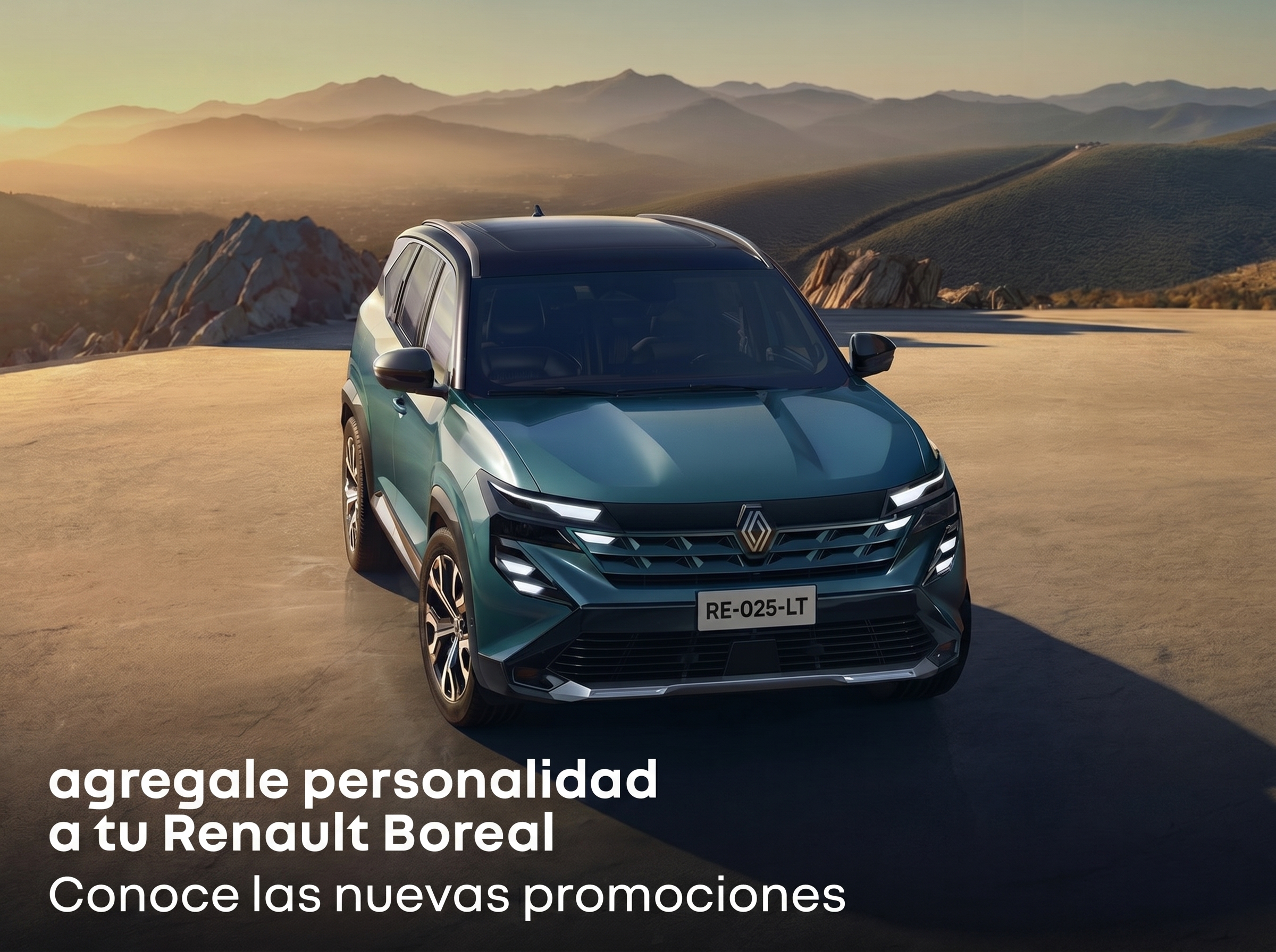 Renault Sandero en un atardecer
