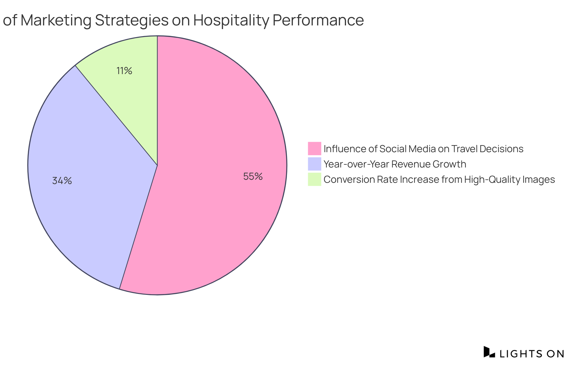 Each slice shows a different aspect of how marketing strategies affect client success — bigger slices mean a greater influence on performance outcomes.