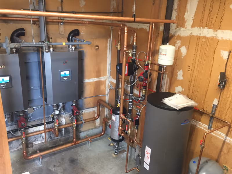 Interior plumbing and heating systems.