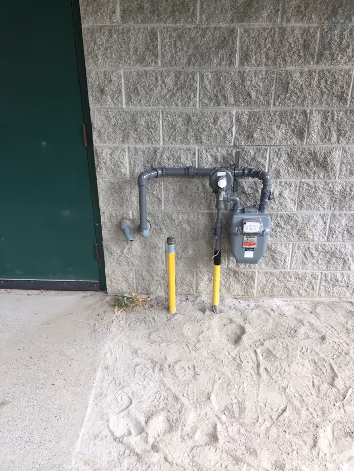 Gas fitting system on building. 