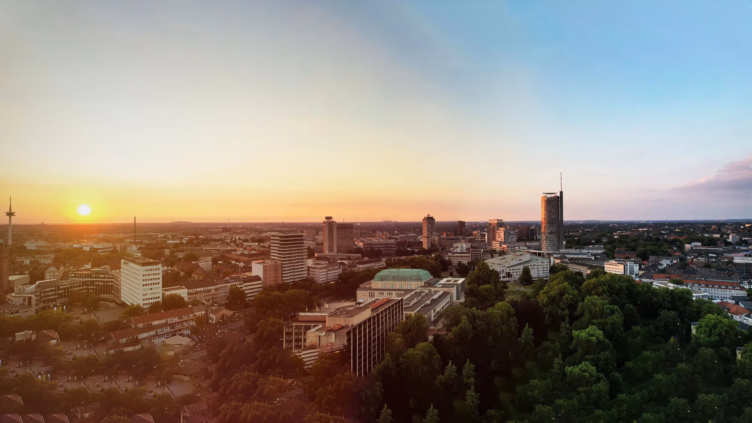 City skyline of Essen, the headquarter of Corinex's customer, E.ON