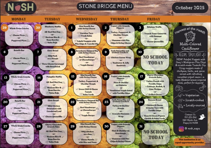 Calendar of September 2025 NOSH meals