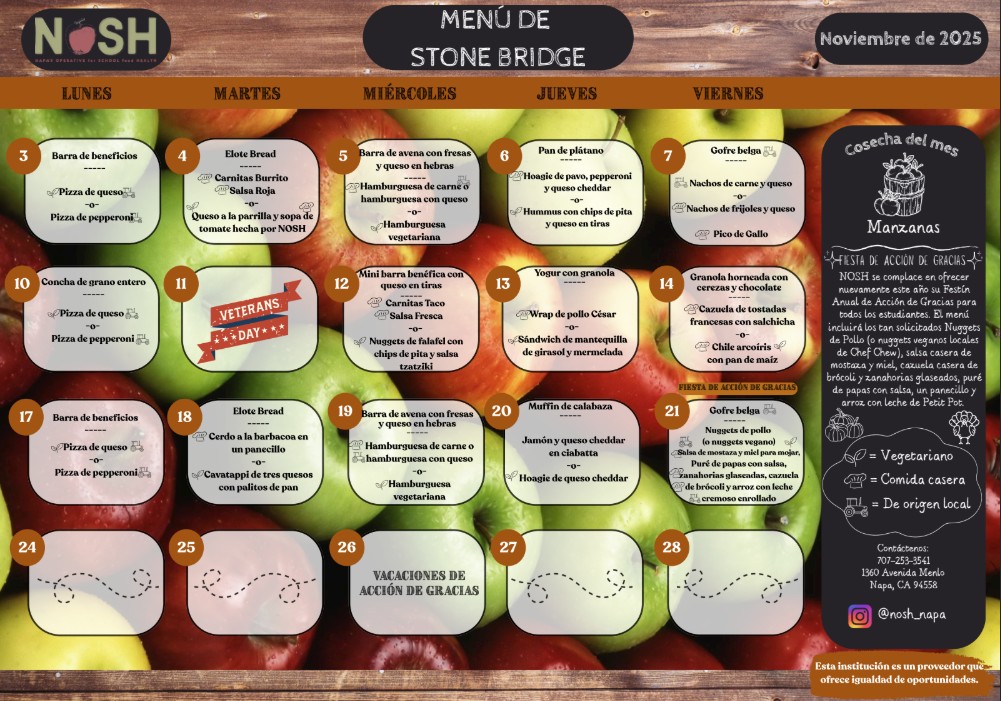 Un calendario de comidas NOSH de septiembre