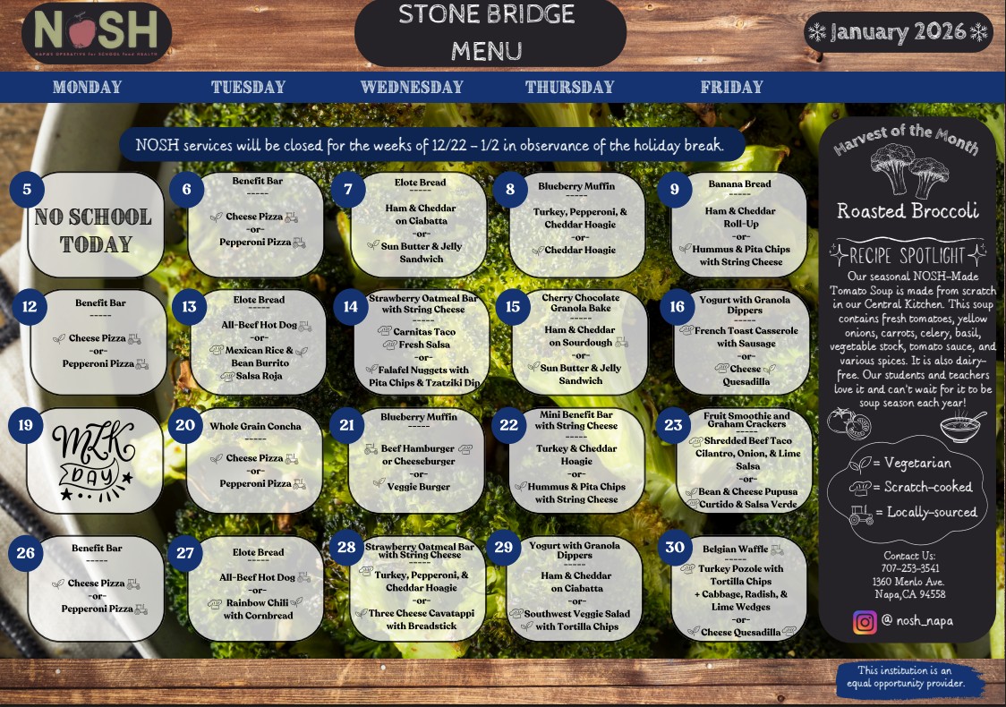 Calendar of September 2025 NOSH meals