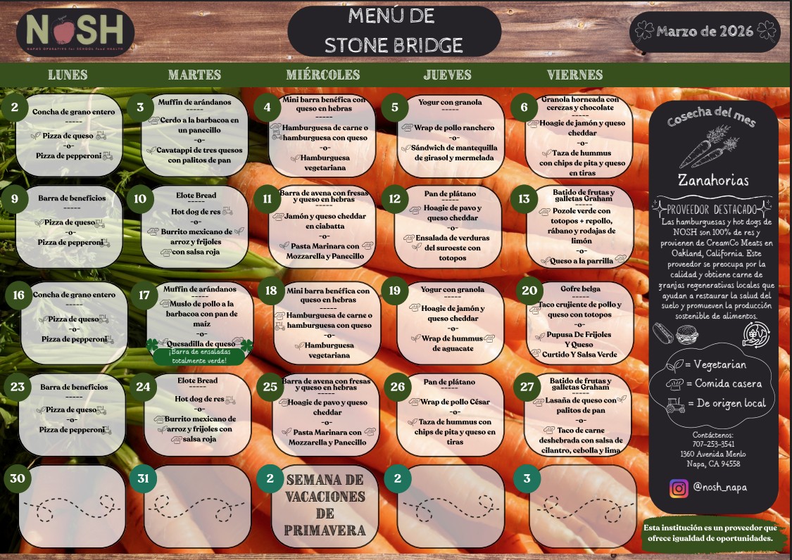 Un calendario de comidas NOSH de septiembre