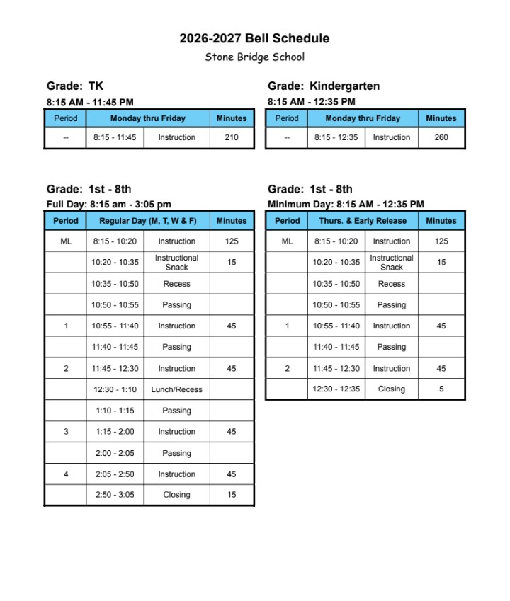An image preview of the current bell schedule