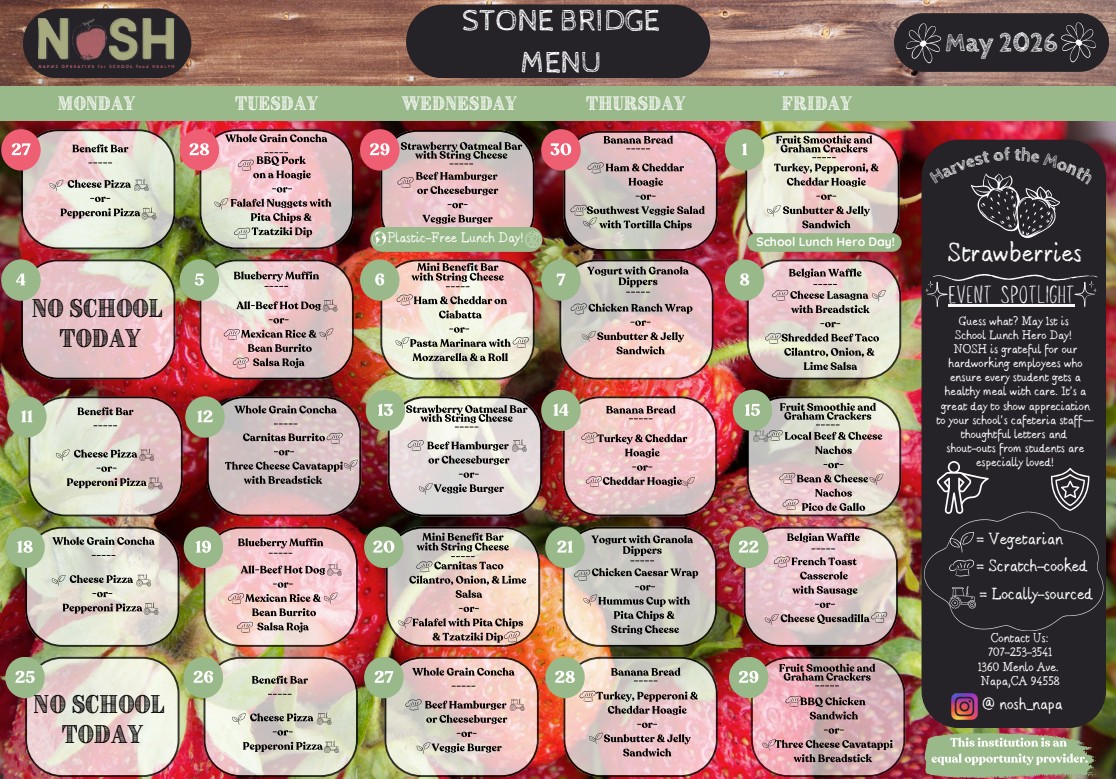 Calendar of September 2025 NOSH meals
