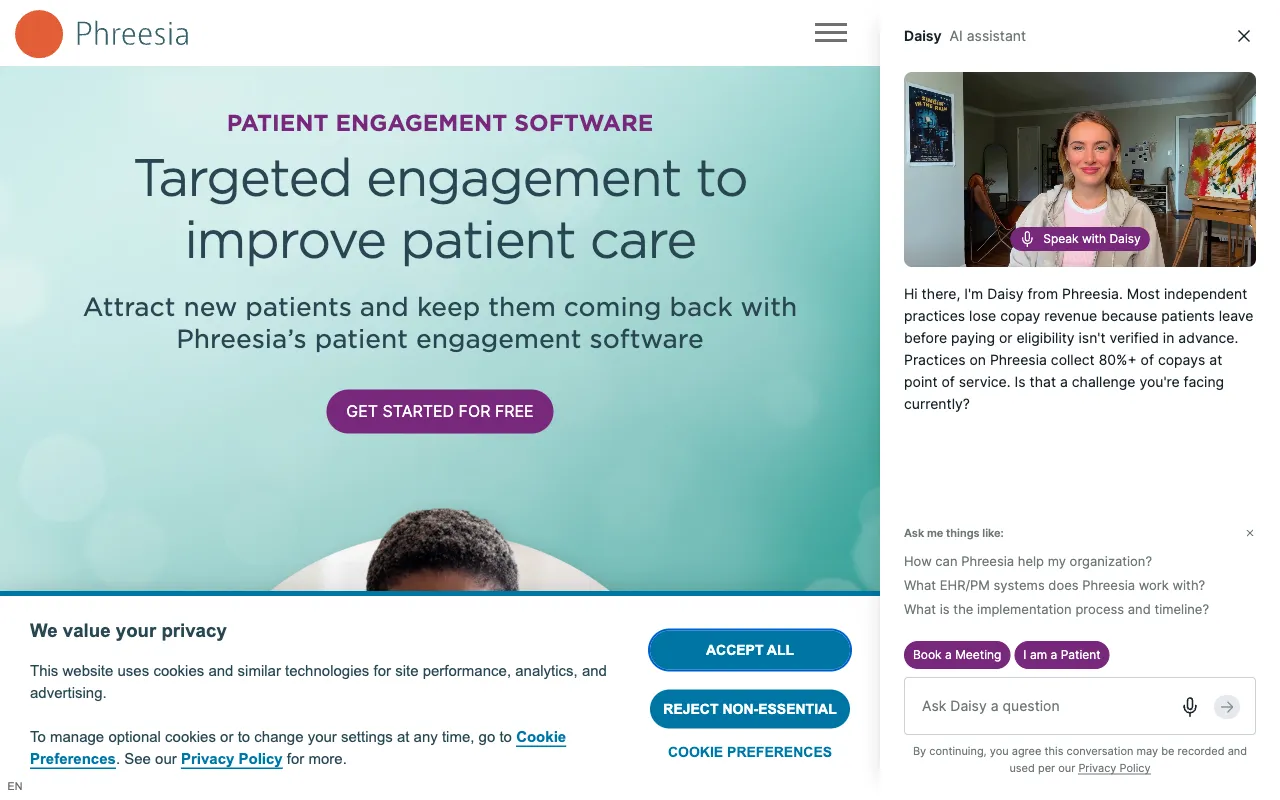 Phreesia patient engagement software page