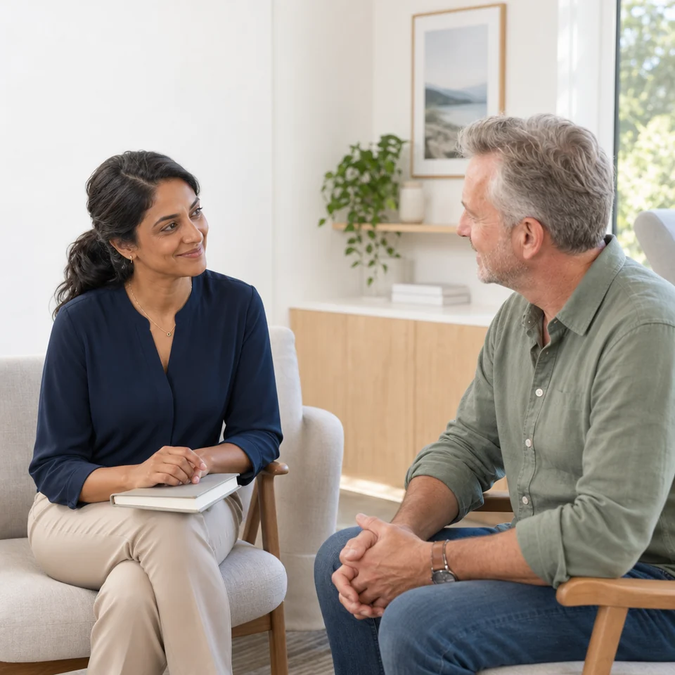 Psychologist and patient discussing a pain care plan