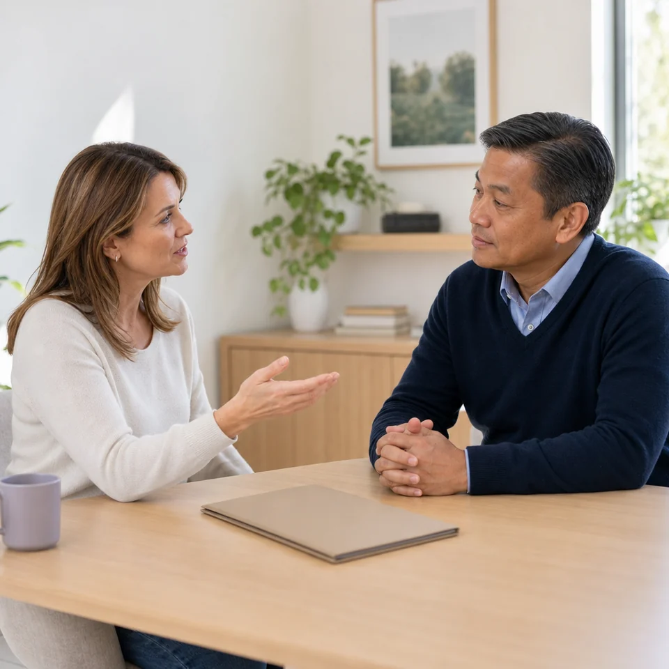 Oncologist listening to a patient's questions before treatment starts