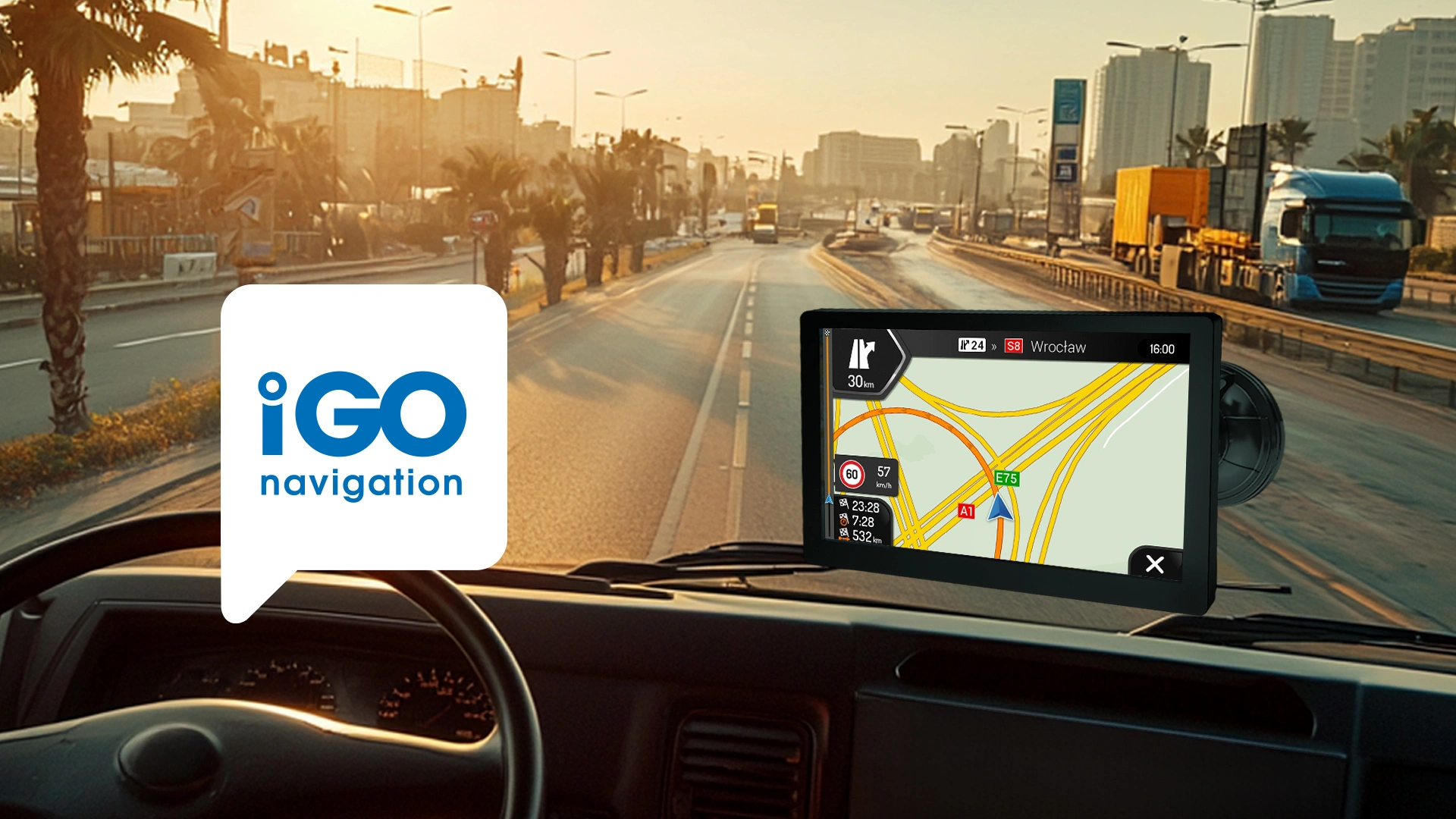 ORYGINALNE OPROGRAMOWANIE iGO NAVIGATION TRUCK. Duży, 9 calowy wyświetlacz TFT.
