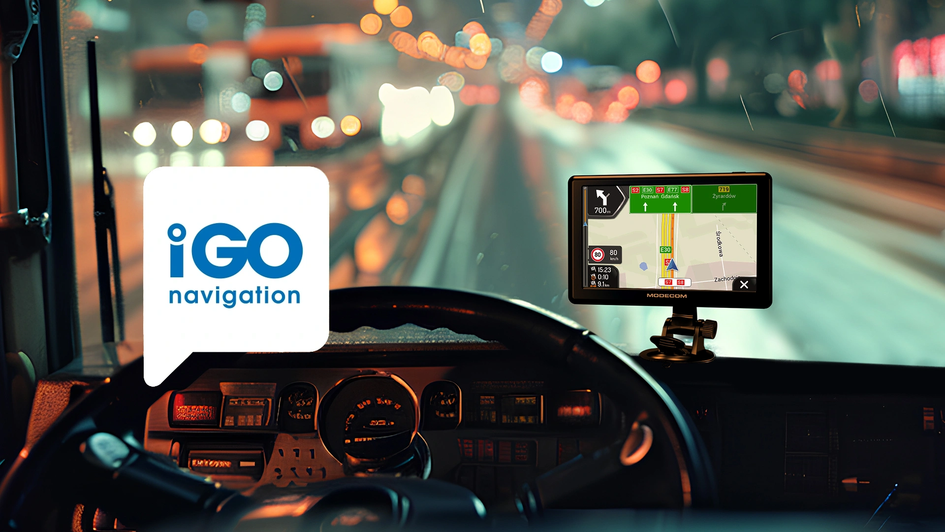 Oryginalne mapy iGO Navigation Truck
Kompaktowa, pięciocalowa nawigacja MODECOM FreeWAY CX 5.0 